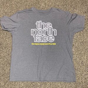 The North Face Gray Tee with White and Yellow Accents